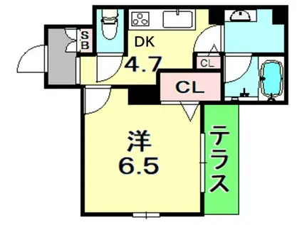 SHAMAISONBLANCHE岡本(1DK/1階)の間取り写真