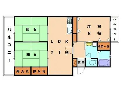パークハイツ88(3LDK/3階)の間取り写真