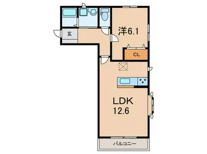 モンテボヌールII(1LDK/1階)の間取り写真