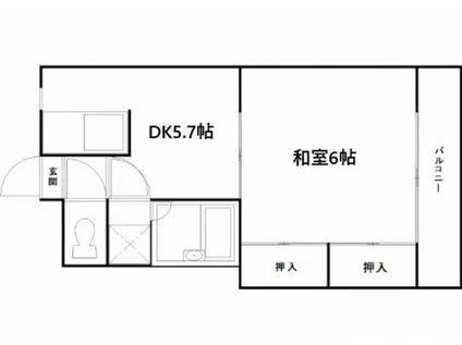ツインズ大町I(1DK/3階)の間取り写真