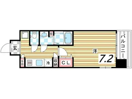 W-STYLE神戸II(1K/12階)の間取り写真