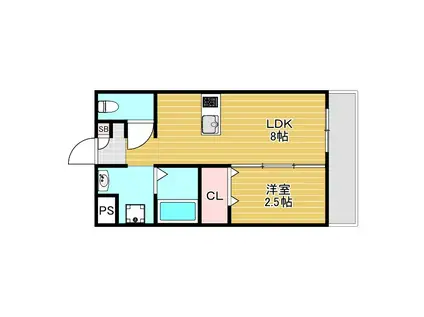 リアコート阪大前(1LDK/4階)の間取り写真