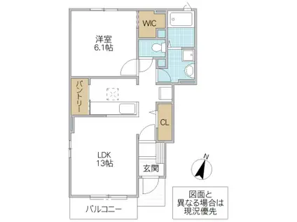 グレイスハナII(1LDK/1階)の間取り写真