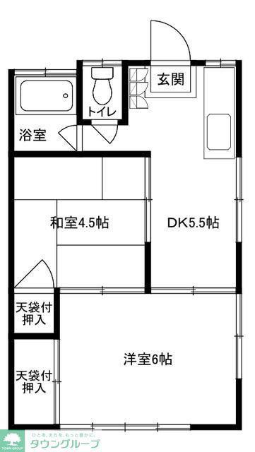 KMコテージ A棟(2DK/2階)の間取り写真