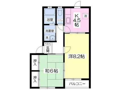 ネストSII(2DK/2階)の間取り写真