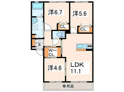 グランドハイツソフィア(3LDK/1階)の間取り写真