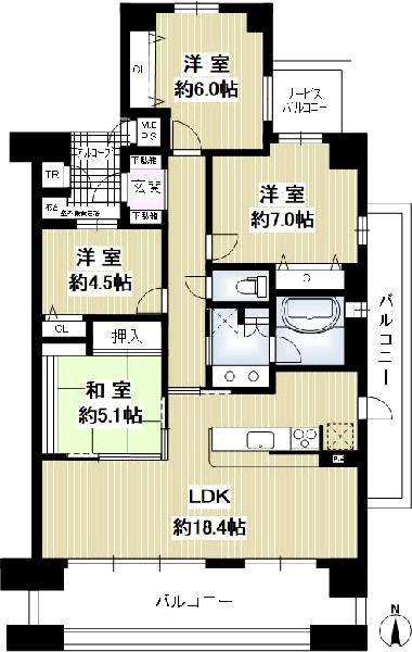 ワコーレ須磨名谷ステーションマークス(4LDK/8階)の間取り写真