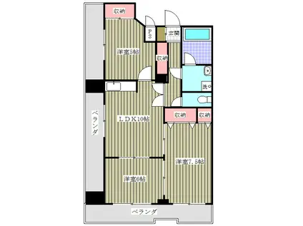 ヴァンデュール上大曽 旧前橋マンション(3LDK/8階)の間取り写真
