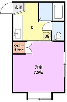 スカイコート・II(1K/1階)の間取り写真