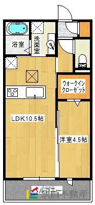 ウェイト リヴィール(1LDK/2階)の間取り写真