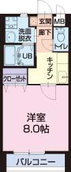 ラフィーネレゾン B棟(1K/1階)の間取り写真