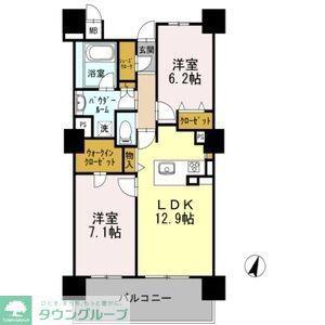ロイヤルパークスERささしま サウス(2LDK/12階)の間取り写真
