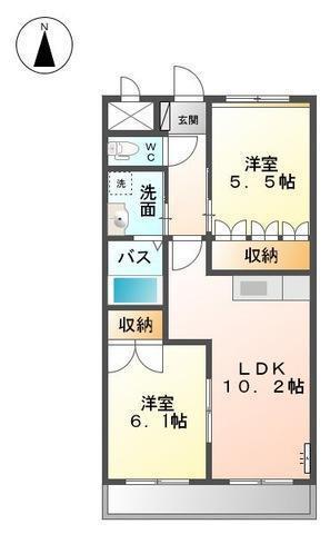 トワ エ・シャロム(2LDK/1階)の間取り写真