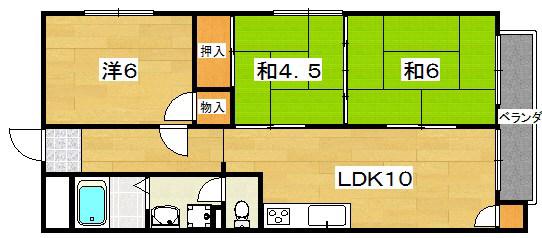 サンローズ(3LDK/3階)の間取り写真