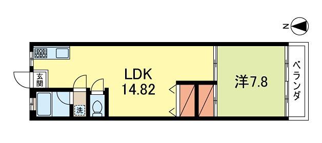 東交ビル(1LDK/3階)の間取り写真