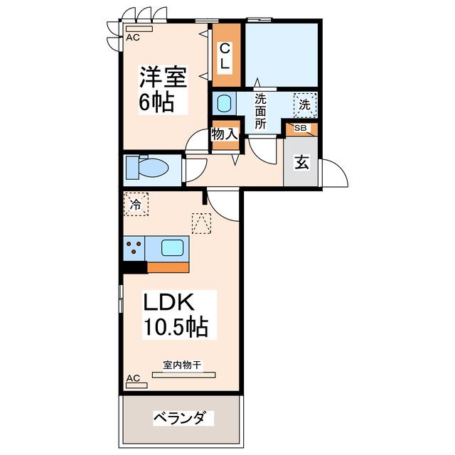 熊本市電健軍線 新水前寺駅前駅 徒歩13分 3階建 築4年(1LDK/3階)の間取り写真