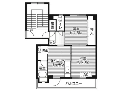 ビレッジハウス石脇2号棟(2DK/2階)の間取り写真