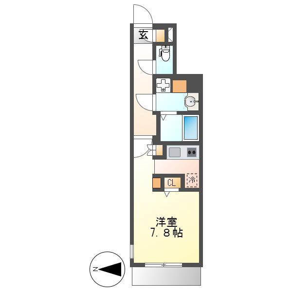 クレストタップ大曽根(1K/1階)の間取り写真