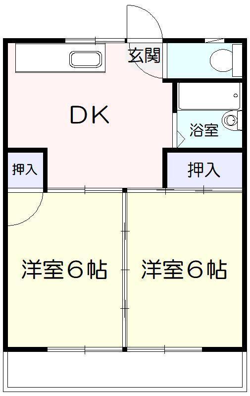 かがみマンション(2DK/3階)の間取り写真