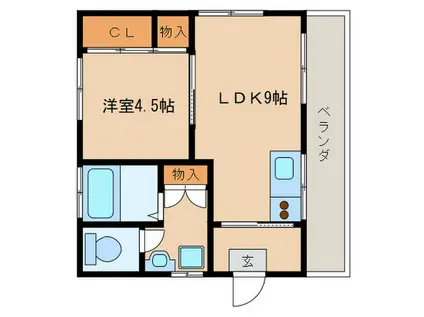 リアル神山(1LDK/3階)の間取り写真