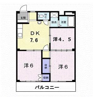 ハウジングすずか(3DK/2階)の間取り写真