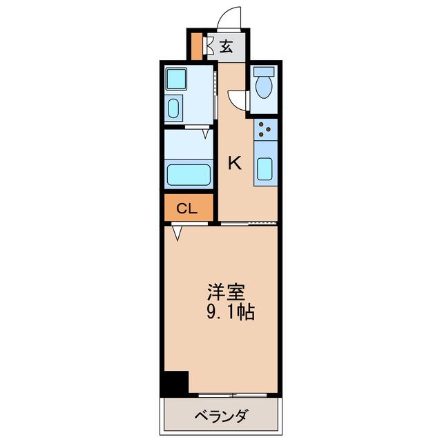 パラシオン車道西館(1K/3階)の間取り写真