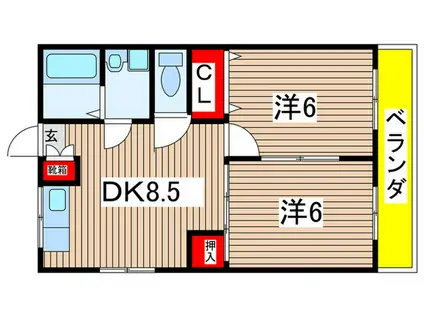 西本ビル(2DK/3階)の間取り写真