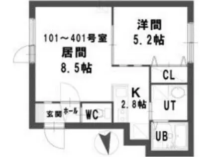 グランメール麻生南公園(1LDK/4階)の間取り写真