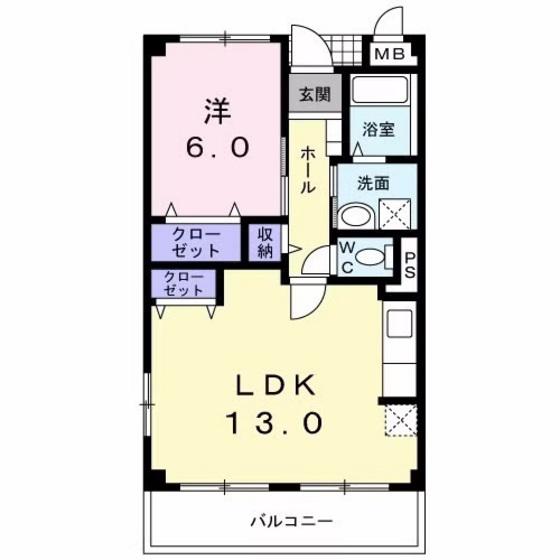 グレイスマンションII(1LDK/2階)の間取り写真