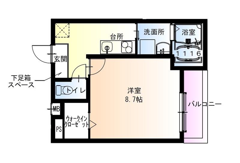 フジパレス水明公園西(1K/1階)の間取り写真