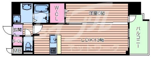 プレサンス新町ウィズ ジョイ(1LDK/6階)の間取り写真