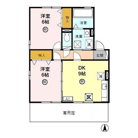 コーポチェリッシュB棟(2DK/1階)の間取り写真