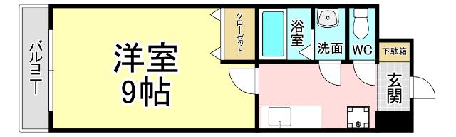 プリンセス香春口(1K/7階)の間取り写真
