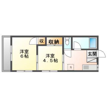 マルイ荘(2K/2階)の間取り写真