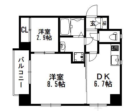 エスリード西大路駅前(2DK/5階)の間取り写真