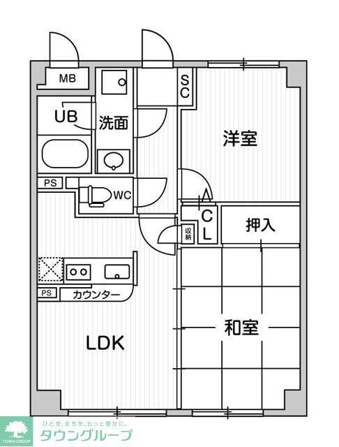アエラス石川台(2DK/2階)の間取り写真