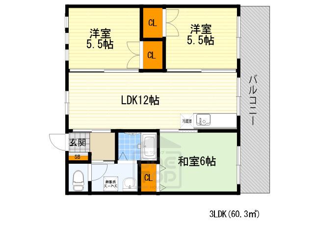 メゾン・ド・アルジャン(3LDK/5階)の間取り写真