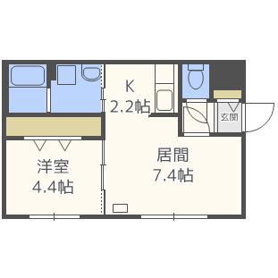 アンシャンテ手稲前田(1LDK/2階)の間取り写真