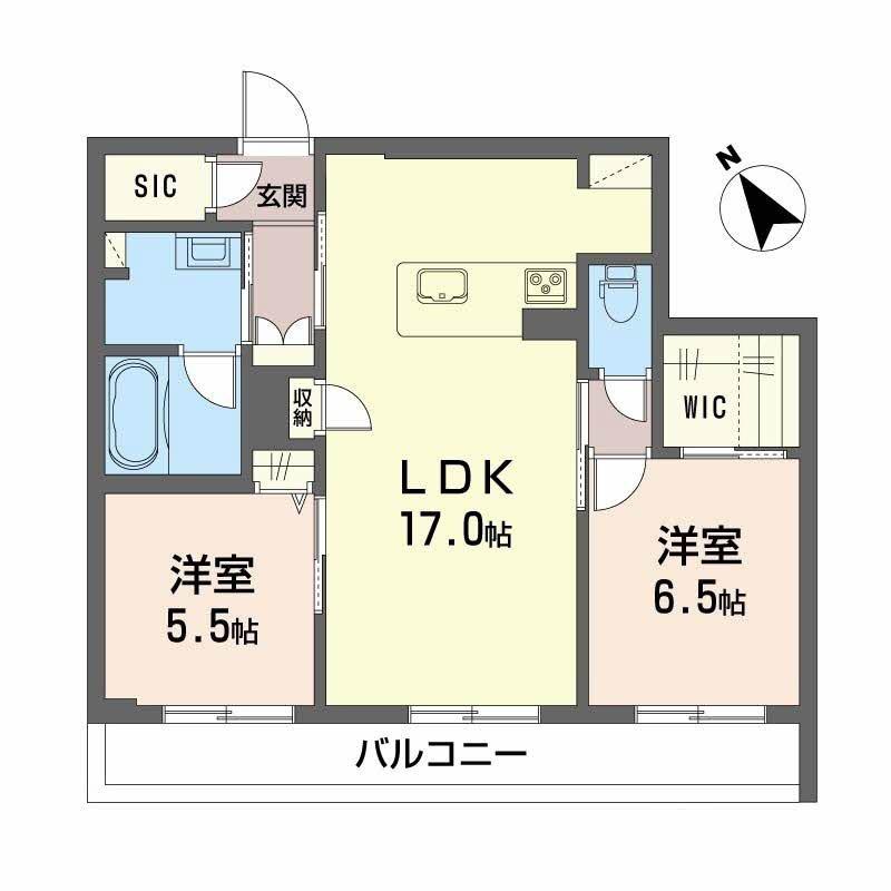 SHAMAISON グランフィリア(2LDK/1階)の間取り写真