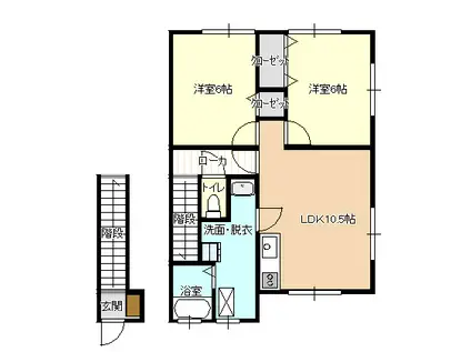 コーポKランド(2LDK/2階)の間取り写真