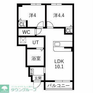 VERTEX市原II(2LDK/1階)の間取り写真