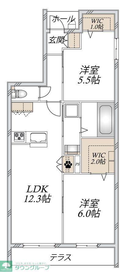 東武東上線 上福岡駅 徒歩14分 2階建 新築(2LDK/1階)の間取り写真