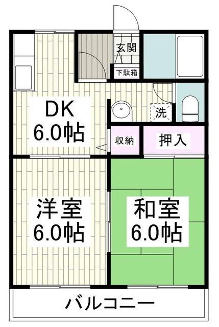 サンガーデンノグチ(2DK/1階)の間取り写真