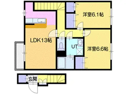 アニメート・ヴィラⅠ(2LDK/2階)の間取り写真