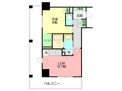 リージア海老名ビナフロント(1LDK/7階)の間取り写真