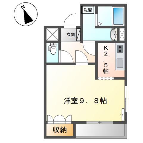 シェルル万場(1K/1階)の間取り写真