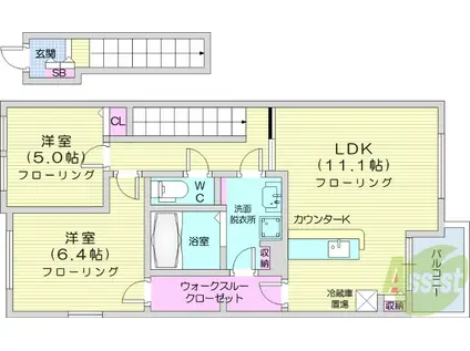 ラ・カンパネラⅢ A(2LDK/2階)の間取り写真