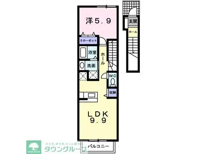 ヴィラ・アスリートII(1LDK/2階)の間取り写真