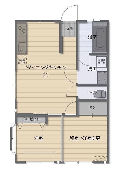 リリーハウスⅠ(2DK/1階)の間取り写真