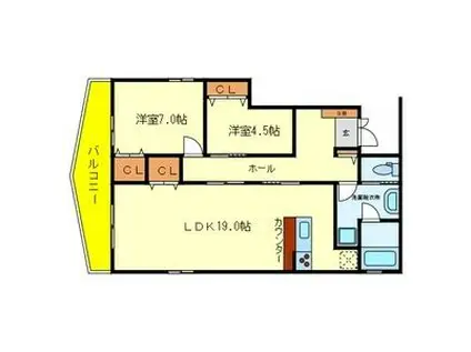 YKハイツ舞子坂(2LDK/2階)の間取り写真